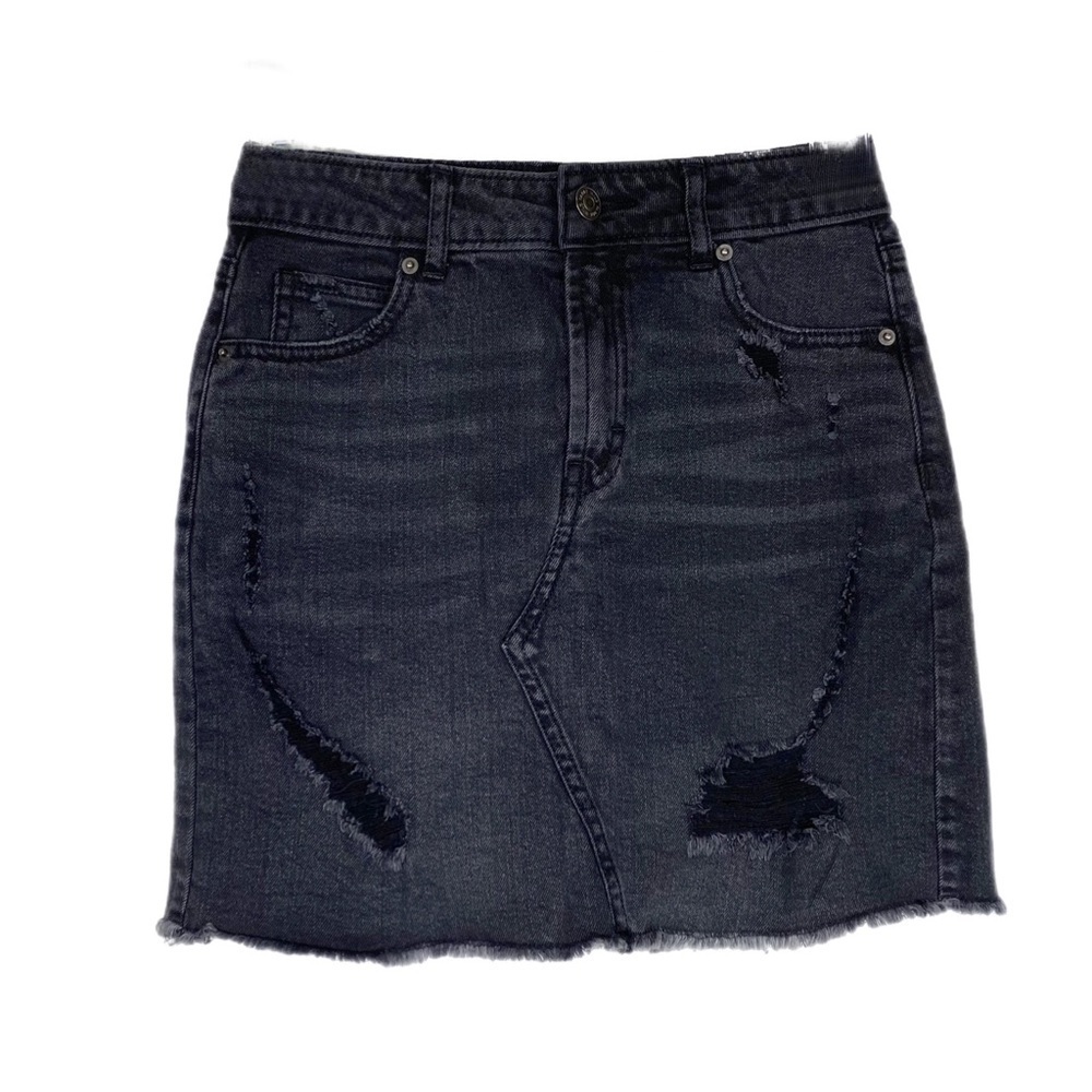 Wild Fable Black Distressed Fade Denim Skirt